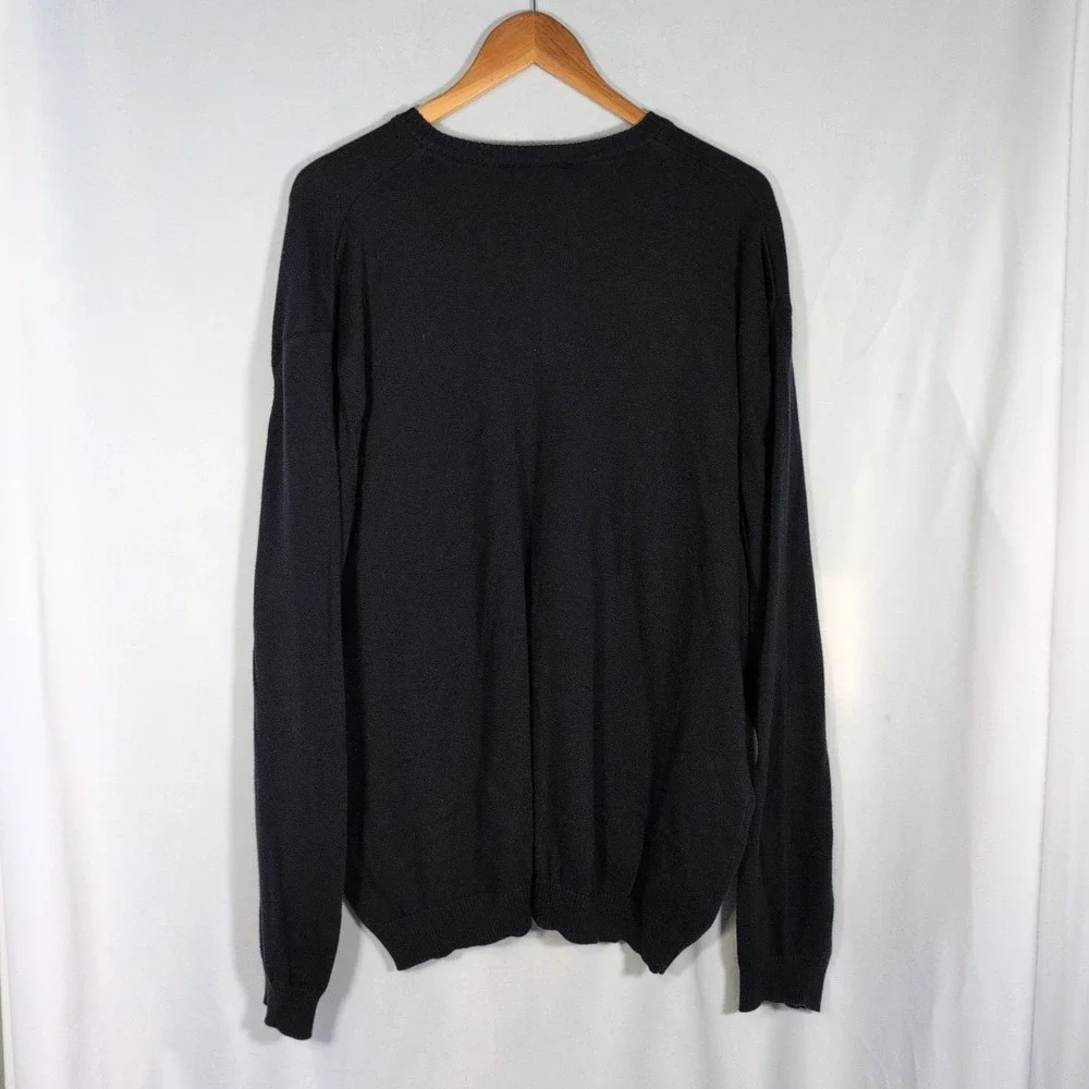 Lacoste Men's Long Sleeve V Neck 100% Cotton Blue Sweater Sz 7 (XXL)